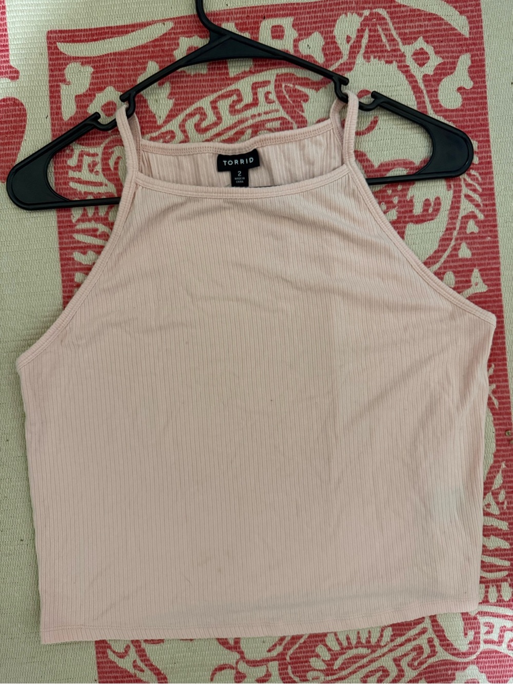 torrid Ribbed High-Neck Tank Top - Pale Pink